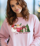 Christmas Santa Tis' The Season Crewneck Sweatshirt, Holiday Sweater, Trending Christmas Sweatshirt