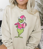 Stanley Cup Boujie Grinch, Crewneck Sweatshirt, Holiday Sweater, Trending Christmas Sweatshirt (0209)
