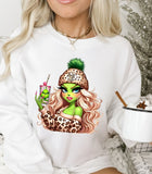 Lady Boujie Grinch, Crewneck Sweatshirt, Holiday Sweater, Trending Christmas Sweatshirt (0306)
