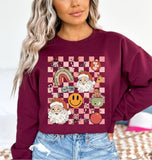 Christmas Checkered Elements Crewneck Sweatshirt, Holiday Sweater, Trending Christmas Sweatshirt