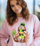 Lady Boujie Grinch, Crewneck Sweatshirt, Holiday Sweater, Trending Christmas Sweatshirt (0306)