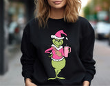 Stanley Cup Boujie Grinch, Crewneck Sweatshirt, Holiday Sweater, Trending Christmas Sweatshirt (0209)