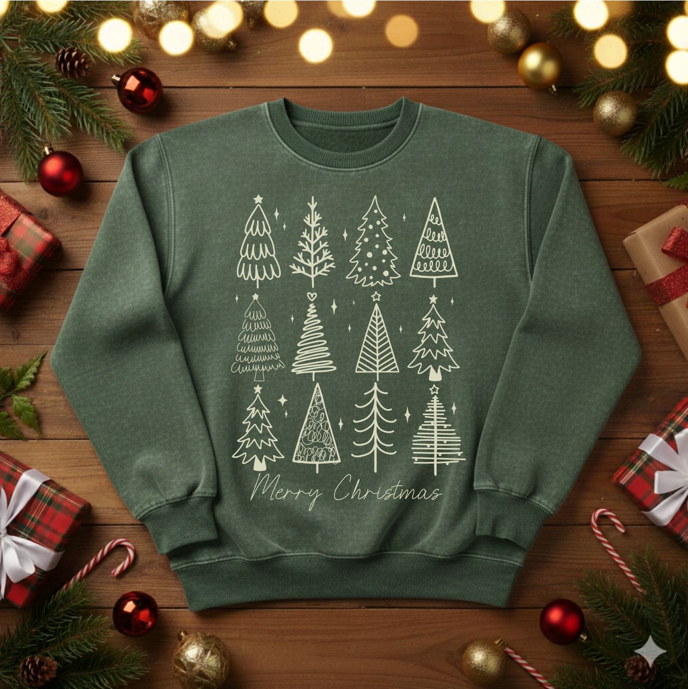 Festive Doodle Christmas Tree Sweatshirt /Tshirt (0004)
