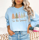 Christmas Trees Ti's The Season Snowman Crewneck Sweatshirt, Holiday Sweater, Trending Christmas Sweatshirt