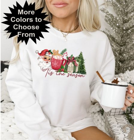 Christmas Santa Tis' The Season Crewneck Sweatshirt, Holiday Sweater, Trending Christmas Sweatshirt