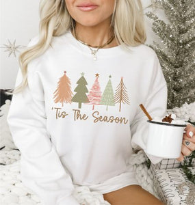 Christmas Trees Ti's The Season Snowman Crewneck Sweatshirt, Holiday Sweater, Trending Christmas Sweatshirt