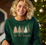 Christmas Trees Ti's The Season Snowman Crewneck Sweatshirt, Holiday Sweater, Trending Christmas Sweatshirt