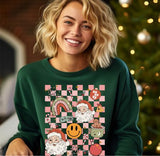 Christmas Checkered Elements Crewneck Sweatshirt, Holiday Sweater, Trending Christmas Sweatshirt