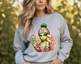 Lady Boujie Grinch, Crewneck Sweatshirt, Holiday Sweater, Trending Christmas Sweatshirt (0306)