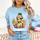 Lady Boujie Grinch, Crewneck Sweatshirt, Holiday Sweater, Trending Christmas Sweatshirt (0306)