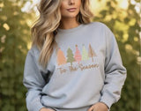 Christmas Trees Ti's The Season Snowman Crewneck Sweatshirt, Holiday Sweater, Trending Christmas Sweatshirt