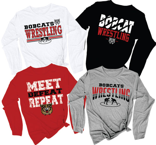 Bobcats Wrestling Long Sleeve Tshirts