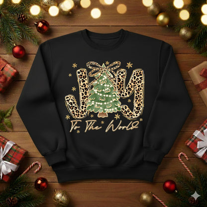 Leopard Print JOY To The World Christmas Tree Sweatshirt / Tshirt (0002)