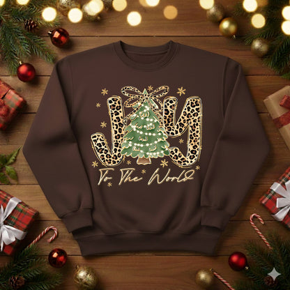 Leopard Print JOY To The World Christmas Tree Sweatshirt / Tshirt (0002)