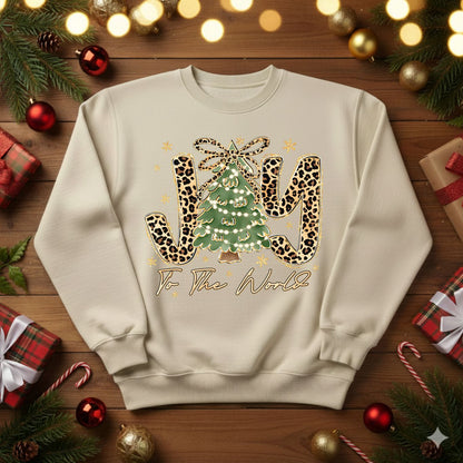 Leopard Print JOY To The World Christmas Tree Sweatshirt / Tshirt (0002)