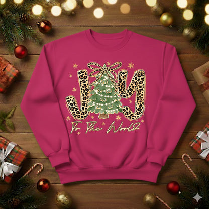 Leopard Print JOY To The World Christmas Tree Sweatshirt / Tshirt (0002)
